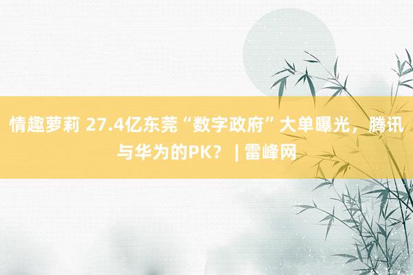 情趣萝莉 27.4亿东莞“数字政府”大单曝光，腾讯与华为的PK？ | 雷峰网